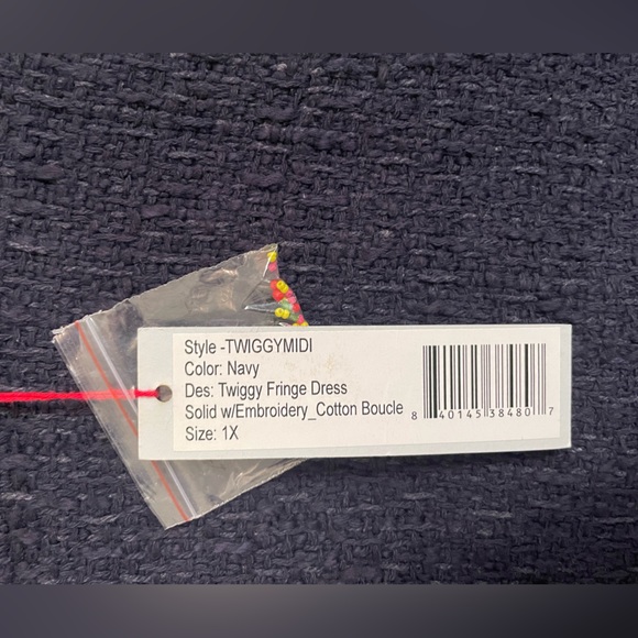 NWT Frances Valentine navy twiggy fringe dress bead embroidered bird - Picture 5 of 7